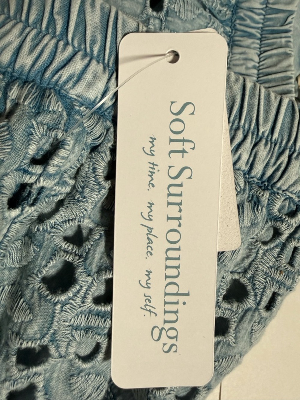 Soft Surroundings Porfiria Blue Eyelet Embellished Midi Skirt XL Petite NWT - Picture 7 of 11